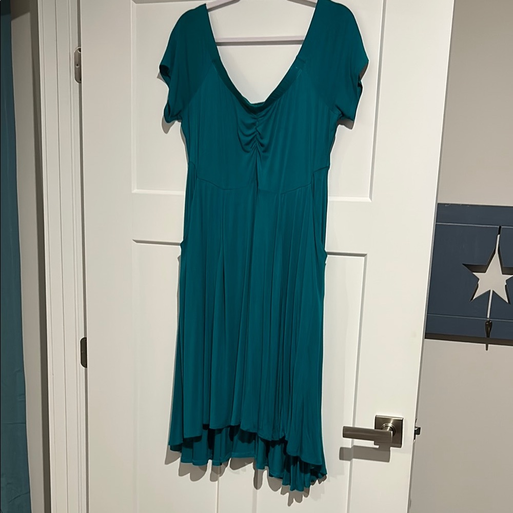 Torrid Green and Blue Asymmetrical Tiered Sundress